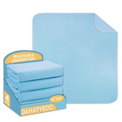 DAHAPYBOO Washable Underpads, 34”x36” 4Pack Incontinence Bed 34×36-4P, Blue