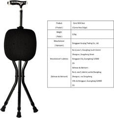 Portable Folding Walking Stick with Seat – 440 lbs Capacity & Adjustable Height