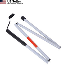 Baitaihem Folding Blind Cane Reflective Red Pack of 1, White,Red