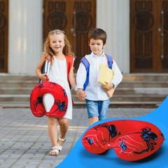 Gilprop 2 Pcs Spider Travel Pillow with Sleep Eye Mask, U Shaped Red, Black