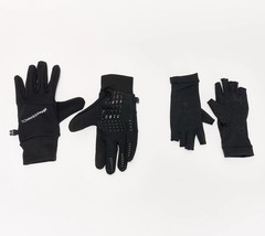 Tommie Copper 2-in-1 All Weather Compression Glove Combo – Black/Large