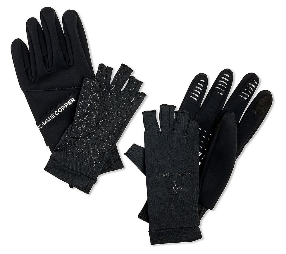 Tommie Copper 2-in-1 All Weather Compression Glove Combo – Black/Large