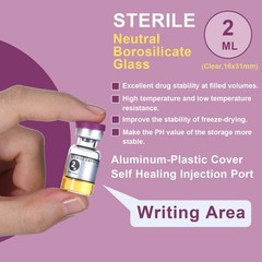 Threlaco 20 Pcs 2ml Sealed Sterile Empty Vials with Self Healing Injection Po…