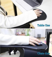 Deluxe 2pc Black Armrest Extender, Ergonomic Wrist Support Desk/Chair Mount