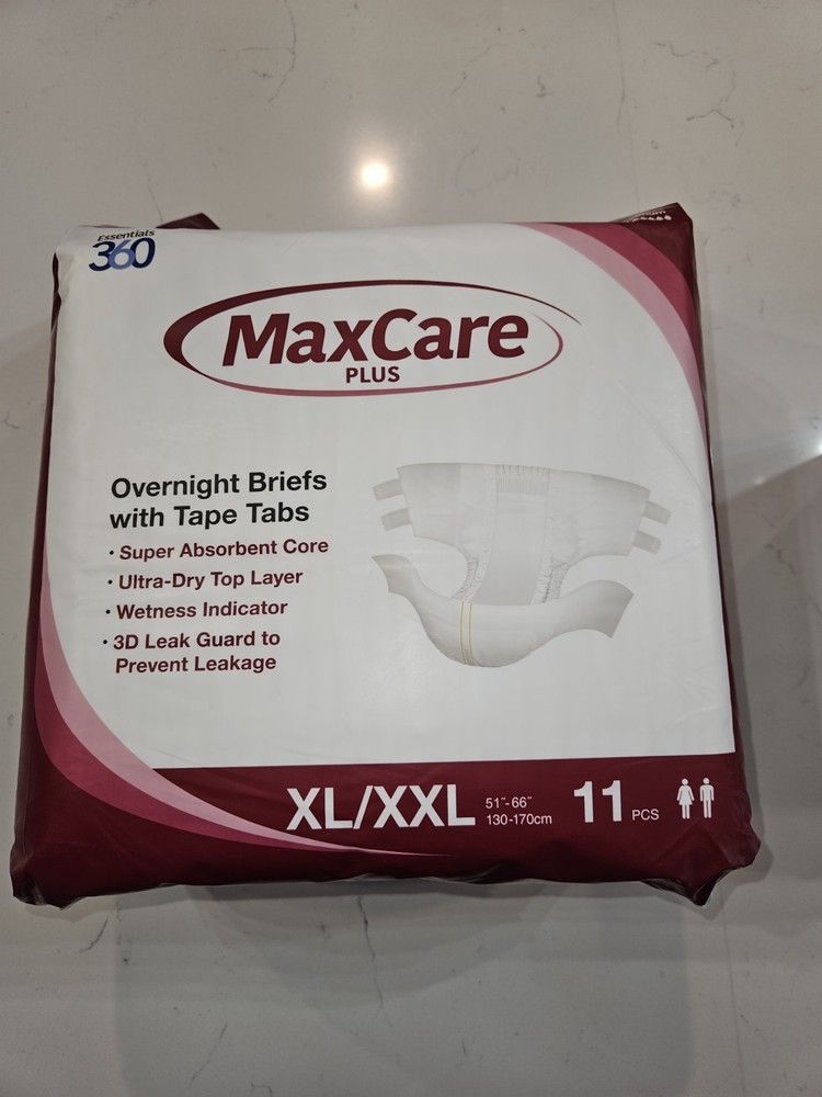 MaxCare Plus Overnight Briefs Essentials 360. „XL/XXL“ 51″–66″ (130–170 cm) New