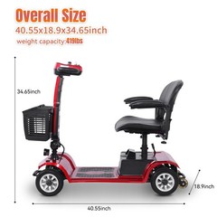 4 Wheel Foldable Mobility Scooter for Seniors Electric Scooter Lithium Battery