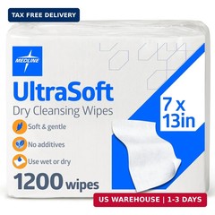Medline Ultrasoft Dry Baby Wipes, Gentle Disposable Cleansing Cloths, 1,200 Coun