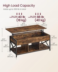 Vasagle Lift Top Coffee Table Lift Coffee Table Storage Shelf Hidden