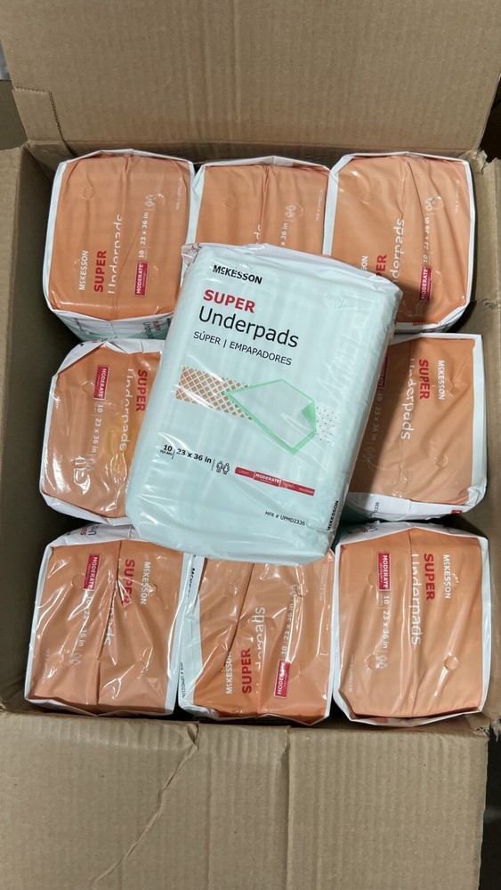 McKesson Super Large Underpads – Box of 18 10 Count Packs (180 total pads)