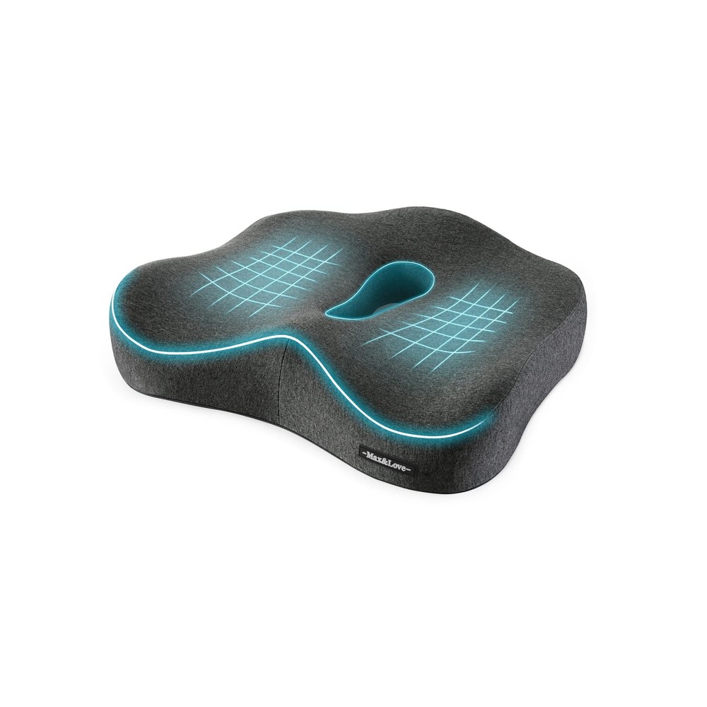Dark Gray Memory Foam Seat Cushion for Back Sciatica Tailbone Pain Relief