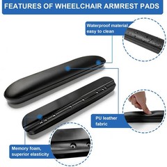 Bgxizin Padded Armrests for Wheelchair, Premium Short: 10-1/4″, Black