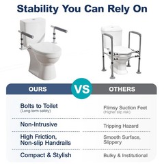 Toilet Safety Rails for Seniors, Height Adjustable Toilet Safety Frame Grab B…