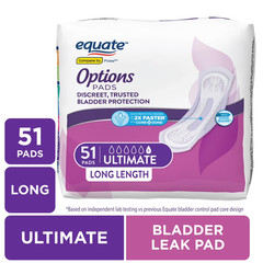 2 Pack Equate Womens Incontinence Pads Ultimate Absorbency Long Length 51Ct