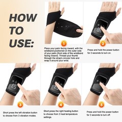 Hand Wrist Heated Massager Carpal Tunnel Arthritis Pain Relief 3 Vibration Modes
