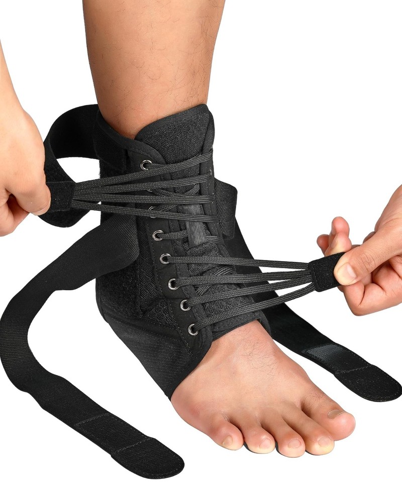 Adjustable Quick Lace Up Ankle Brace with Removable Splints for Injury Recovery
