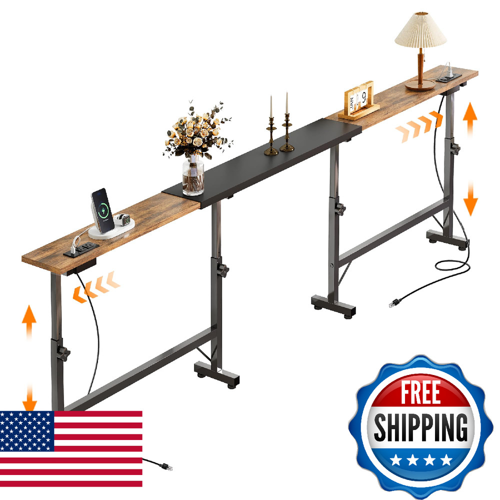 Lanynne Narrow Console Table Behind Couch 78-106 Inch Adjustable Length 23-31
