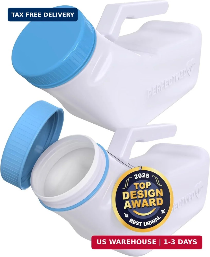 Urinals for Men Spill Proof by PerfectMed (2 Pack) – 32 oz/ 1000 ml | Portable U