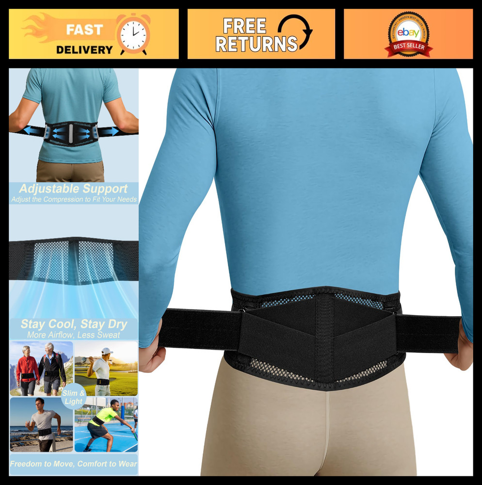 Lightweight Back Brace for Lower Back Pain Relief – Adjustable Lumbar Support Be