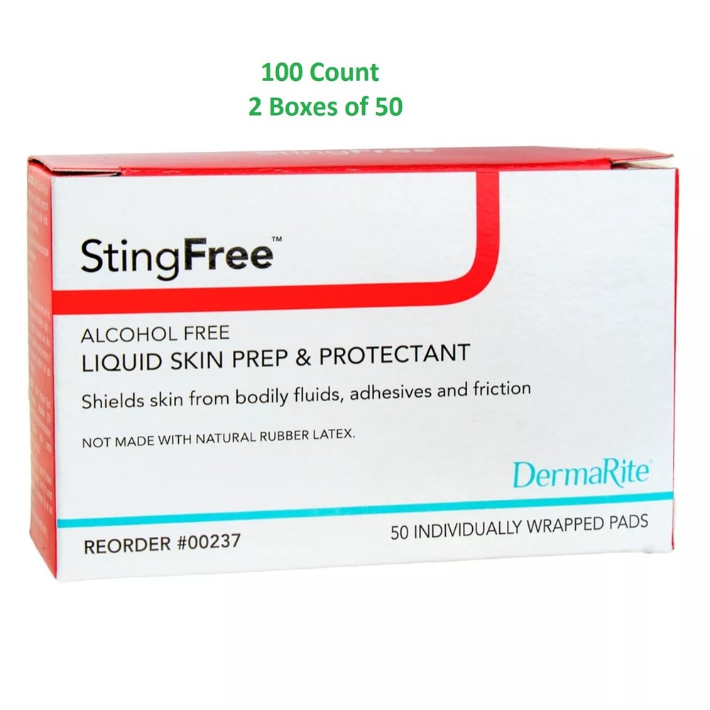 StingFree Alcohol-Free Skin Barrier Wipe Individual Packet No Sting Wipes 100 CT