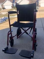 Medline MDS808200F3R 19in. Ultralight Transport Wheelchair – Red