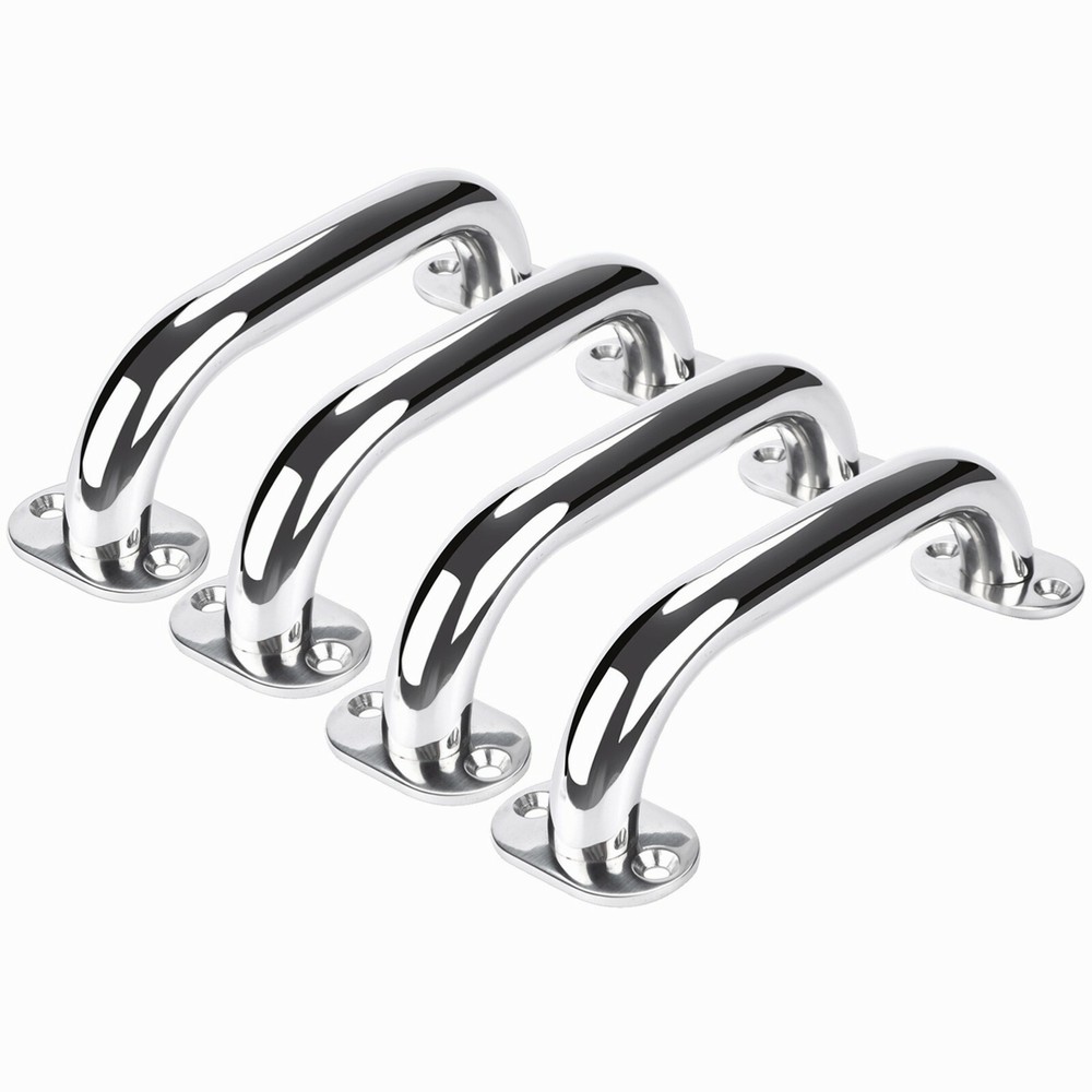 4Pcs Marine 316 Stainless Steel Boat Handrail 9″ Round Grab Handle Polished