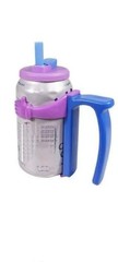Multicolor Plastic Cup Holder for Cans with Handle Grip and Straw Attachment