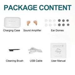 1 Pair Rechargeable Hearing Aids Mini Hearing Amplifier L+R w/ Charger Case