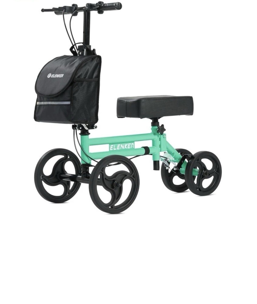 ELENKER YF9005F Steerable Knee Walker Scooter Crutch Alternative Green