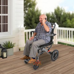 Medical Super Light Foldable Wheeled Transport Chair with Carry Bag 100KG