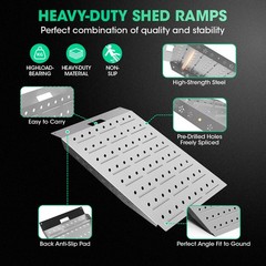 36″ x 24″ Shed Ramps Silver Loading Ramp 900 LB Capacity Alloy Loading Dock Ramp
