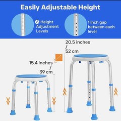 360° Swivel Shower Seat, FSA/HSA Eligible,6-Height Adjustable Bath Stool Non Sli