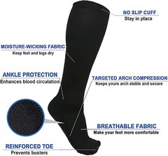 Extra Wide Plus Sized Compression Socks For Men & Women Wide Ankle & Calf S-4XL