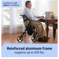 Medline Premium Empower Walker with Memory Foam Seat & Backrest – 300 lb Rollato