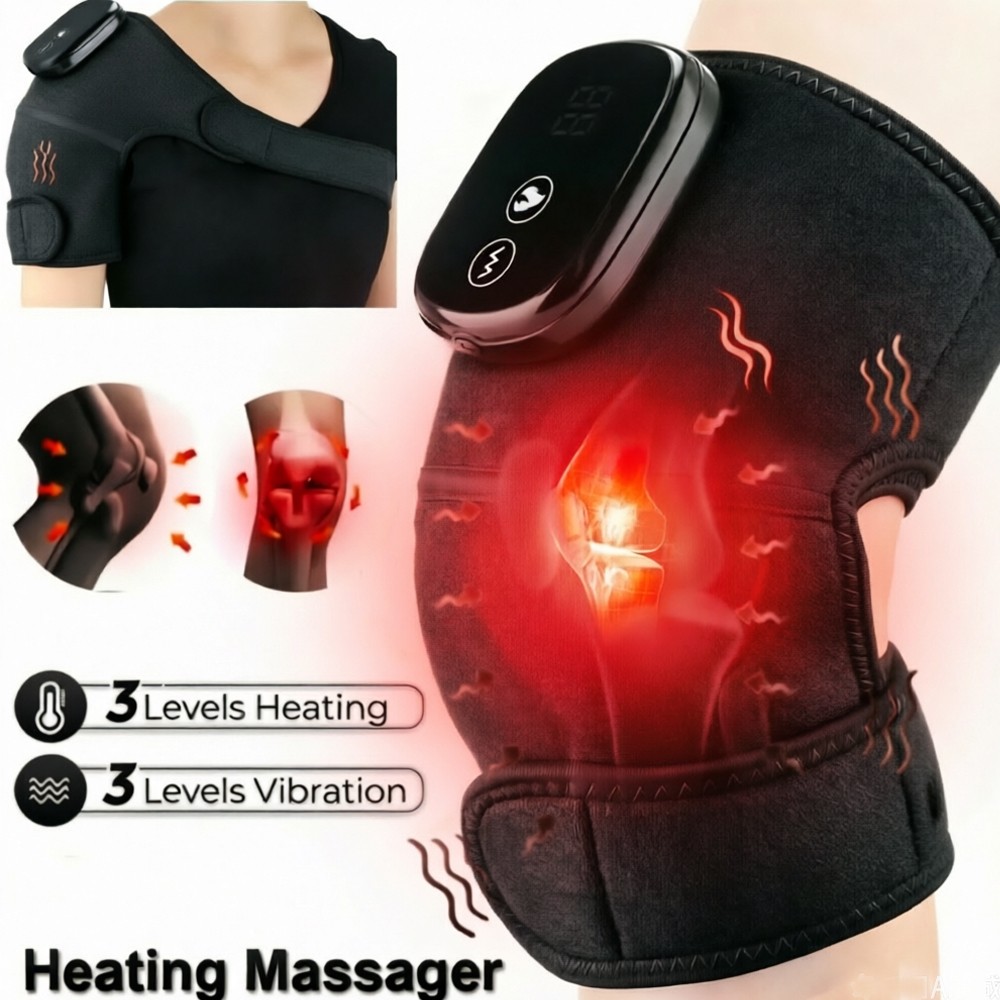 Electric Heated Knee Brace Massager 3 Heating Vibration Knee Pad LCD TouchScreen