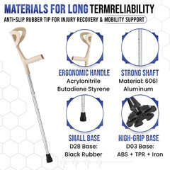 Forearm Crutches for Adults Adjustable Aluminum Pair Lightweight Support