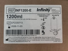 Infinity 1200mL Enteral Pump Delivery Set ENFit Connector. 30 bags 1 case