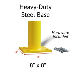 Trafford Industrial Yellow Powder-Coated Steel Safety Bollard, Heavy-Duty Bol…