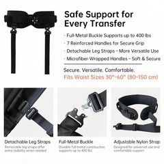 Gait Belt, Upgraded with Metal Buckle & Detachable Leg Straps, 7 Reinforced H…