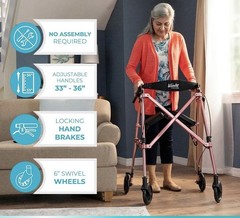 STANDER Wonder Space Saver Rollator w Seat in Black Walnut 4250-BW New Open Box