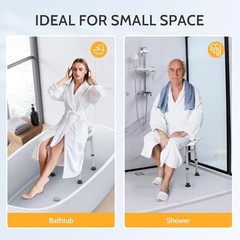 Shower Chair for Inside Shower(500lb), 5 Height Adjustable Shower Stool, White