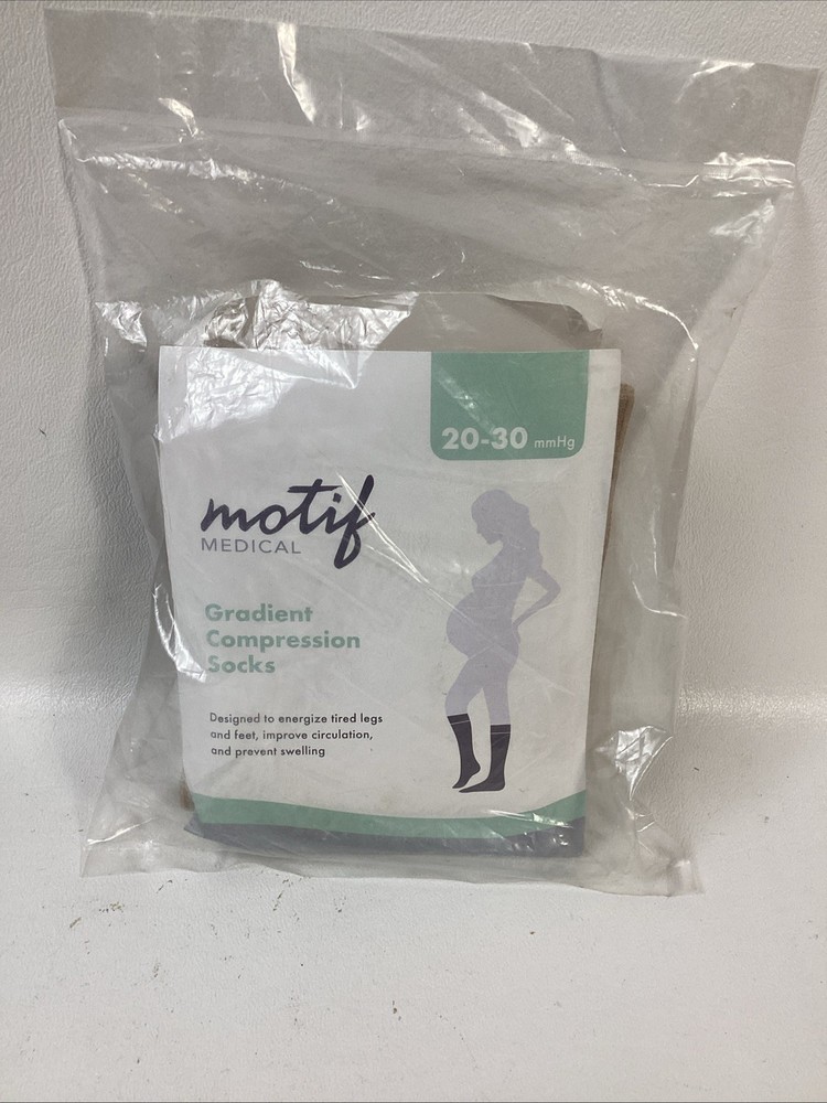 BEIGE MATERNITY COMPRESSION SOCKS Large 20-30 mmHg Gradient Compression NEW