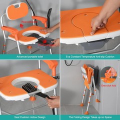NEW Folding Shower Chair with Arms and Back for Seniors Handicap Disabled Orange