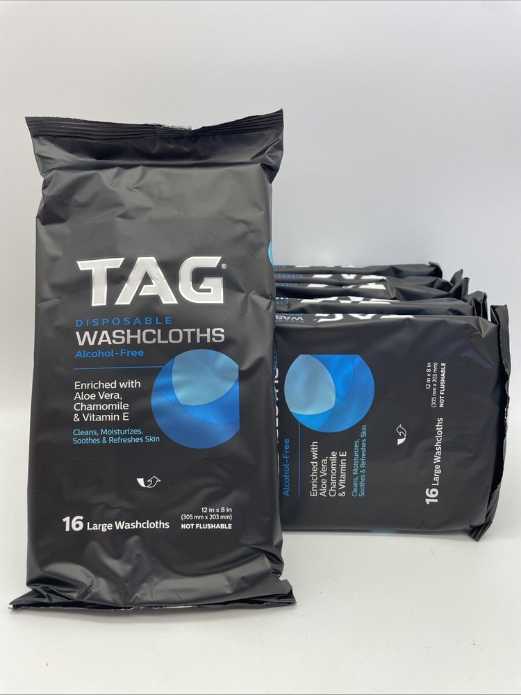 Lot 7 TAG Disposable Wipes Washcloths Alcohol-Free w/Aloe Vera Vitamin E