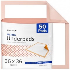 McKesson Disposable Underpads 36 x 36 in, Heavy Absorbency, 50 Count