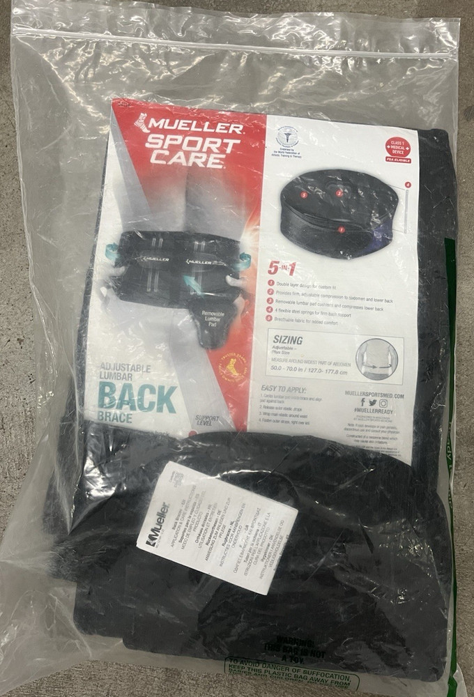 MUELLER Sport Care Back Brace Adjustable Lumbar & Manual MAX *MINT / NEVER USED*