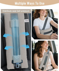 Comfort Seat Belt Pillow for Surgery Recovery – Light Gray Corduroy Cushion