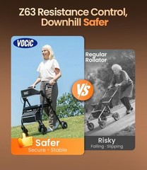 Z63 Rollator with Adjustable Resistance – Speed Control Walker Black