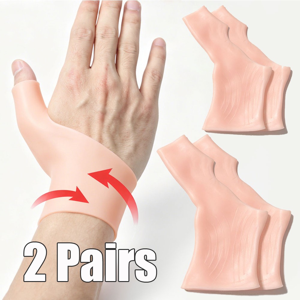 4Pcs Silicone Gel Therapy Wrist Thumb Support Arthritis Pressure Corrector Glove