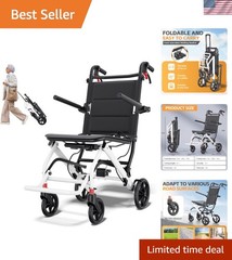 Lightweight Wheelchair with Adjustable Push Handle | Perfect for Easy Transport