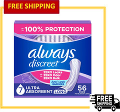 Always Discreet Adult Incontinence Pads Size 7 Ultra Absorbent Long Length-56 Ct